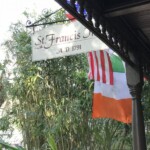 The Saint Francis Inn Bed and Breakfast welcome sign with Irish blof