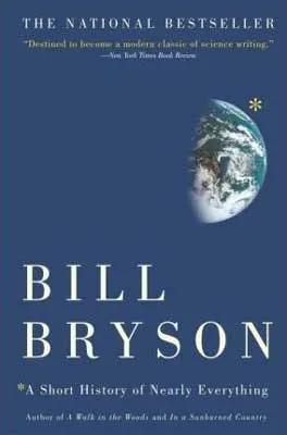 A Short History Of Nearly Everything by Bill Bryson blue book cover with half the Earth showing