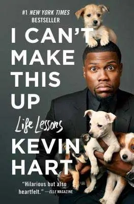 Nonfiction books for dads, I Can't Make This Up by Kevin Hart book cover with Kevin Hart holding puppies