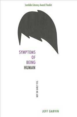 Symptoms of Being Human by Jeff Garvin book cover with just black illustrated hair