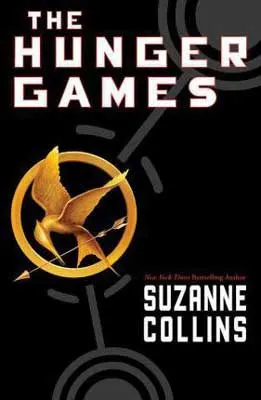 YA books for dad, The Hunger Games by Suzanne Collins book cover with gold mockingjay pin