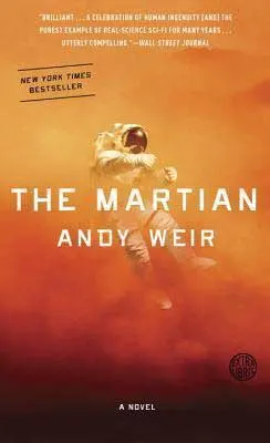 The Martian by Andy Weir book cover with astronaut floating over red sand of Mars