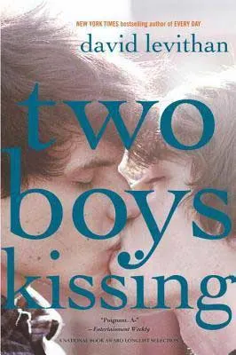 Two Boys Kissing by David Levithan book cover with two white brunette boys kissing