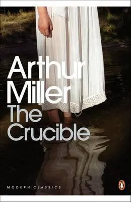 The Crucible by Arthur Miller book cover with torso of woman in white dress