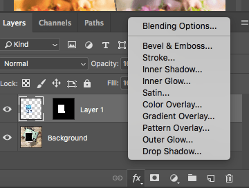 Adobe photoshop cc tutorial to show fx menu and layers