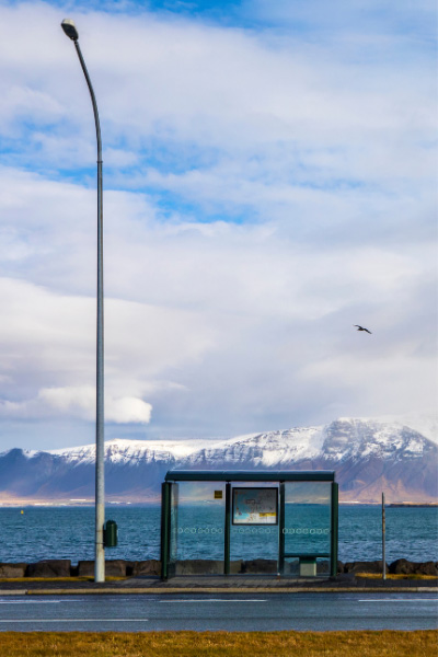 Lamppost and Bus Station in Reykjavik Iceland