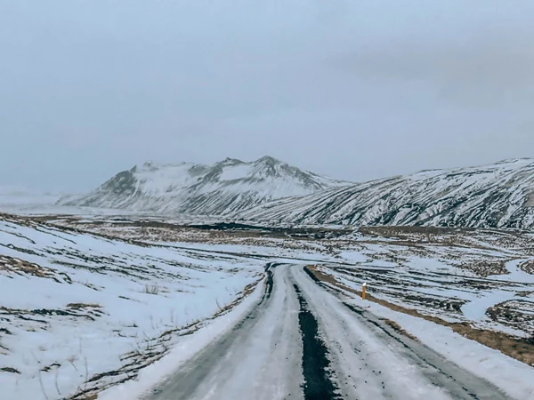 Snow and Icy Road Driving Conditions In Hella Iceland