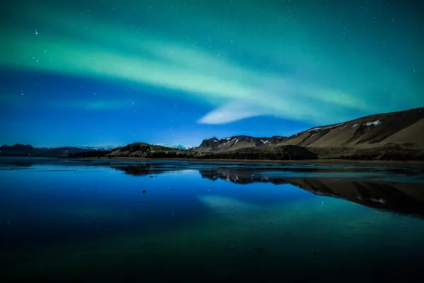blue and green Northern Lights Around Vik Iceland