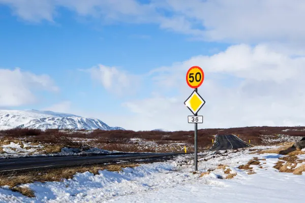 50 Speed Limit Sign Driving In Iceland Ring Road