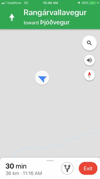 Spotty GPS Driving In Iceland screenshot from iphone