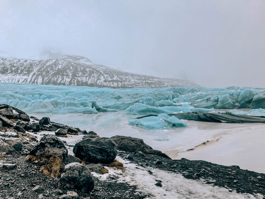 Visiting Iceland in the winter with Svínafellsjökull glacier and snow