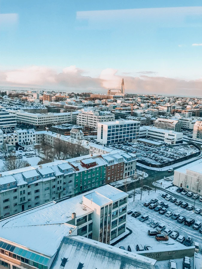 Window view from Fosshotel of the city of Reykjavik
