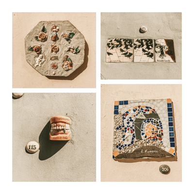 Literatų gatvė Vilnius Lithuania collage with tiles