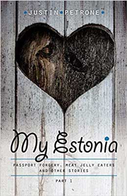 My Estonia by Justin Petrone book cover with dark gray heart on light gray background