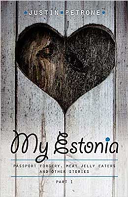 My Estonia by Justin Petrone book cover with dark gray heart on light gray background