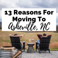 13 Reasons For Moving To Asheville NC with brunette white male and female drinking wine overlooking a vineyard