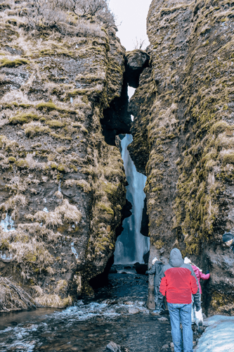 Gljúfrabúi or Gljúfrafoss Waterfall in south Iceland