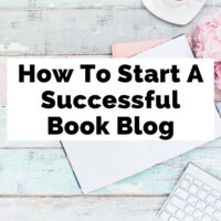 Book Blogging and Blogging About Books Guide with pink flowers, blank paper, pink book, and tea