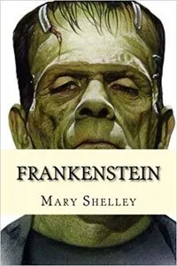 Creepy Classics Frankenstein by Mary Shelley book cover with face of green monster that almost looks human