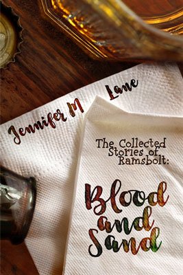 Blood and Sand by Jennifer M Lane book cover with cocktail napkins