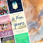 Time travel books collage and clock/cloud photo