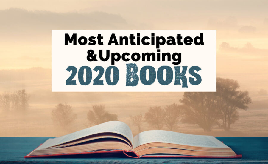 New Book Releases of 2020 with image of open book with pink cover and tree-scape in background