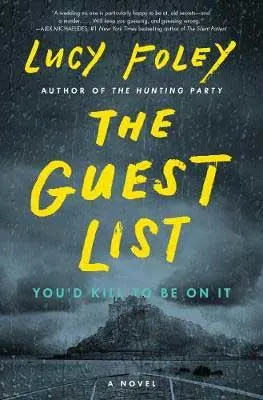 Best beach reads of 2020, The Guest List Lucy Foley book cover with stormy black and gray and sky and house on a hill on an island
