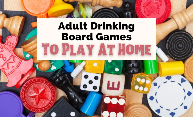 Best Drinking Board Games For Adults with game pieces like dice and chess