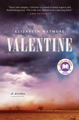 Valentine by Elizabeth Wetmore book cover with purple and blue clouds over a dusty field