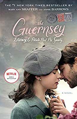 The Guernsey Literary and Potato Peel Pie Society by Mary Ann Shaffer and Annie Barrows book cover with white brunette and woman kissing