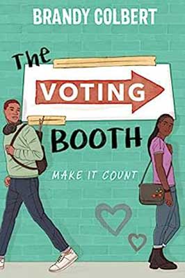 The Voting Booth by Brandy Colbert book cover with illustrated people with bags walking the opposite way from each other