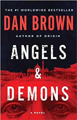 Angels And Demons by Dan Brown red and black book cover with the Vatican