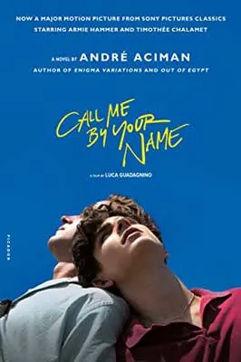 Call Me By Your Name by André Aciman book cover with two people leaning their heads and necks into each other