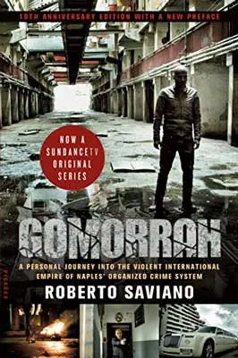 Gomorrah by Roberto Saviano book cover with person standing in middle of tunnel like structure
