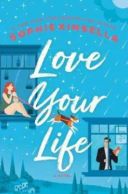Fall 2020 reading guide romance book release, Love Your Life by Sophie Kinsella book cover with woman in one window, man in another, and dog in between
