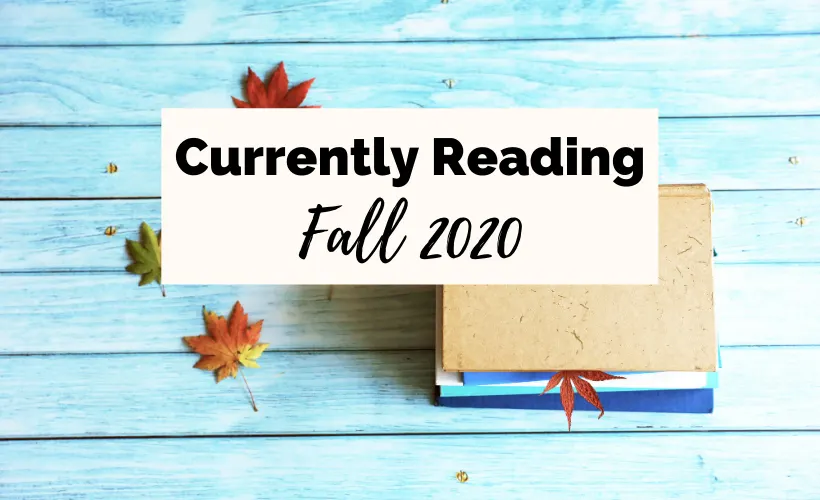 Currently Reading Fall 2020 withe turquoise wood, book, and fall leaves