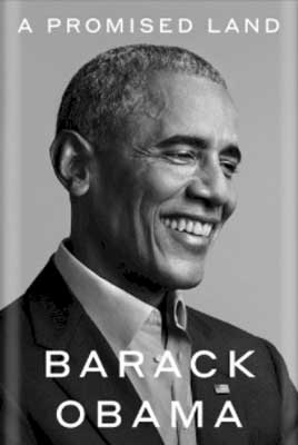 A Promised Land by Barack Obama book cover with black and white portrait of Barack Obama