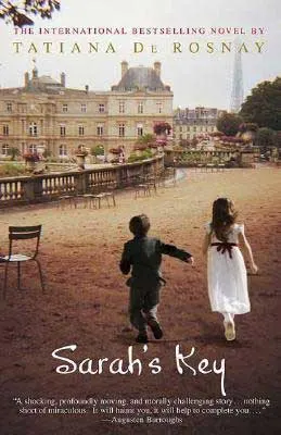 Sarah's Key by Tatiana de Rosnay book cover with young boy reaching for young girl's hand