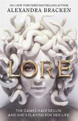 YA fantasy 2021 new books, Lore by Alexandra Bracken book cover with white head filled with snakes