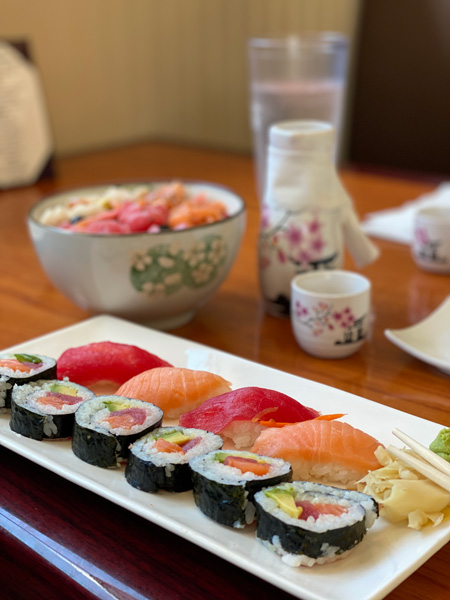 Mr. Sushi rolls and sashimi
