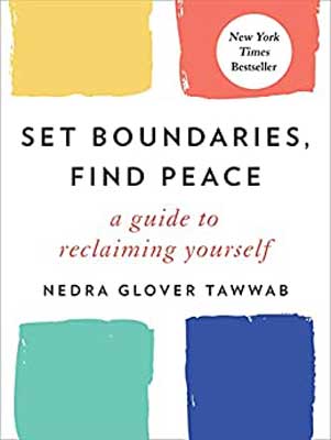 Set Boundaries, Find Peace by Nedra Glover Tawwab book cover with blue, green, orange, and yellow square on white background