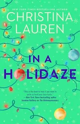 In A Holidaze by Christina Lauren green book cover with holiday lights