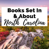 Books Set In North Carolina with picture of Blue Ridge Mountains at sunset and text that reads Books Set In and About North Carolina