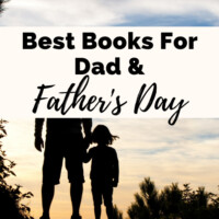 Best Books For Dad Fathers Day with shadow of father holding daughter's hand and looking out at clouds