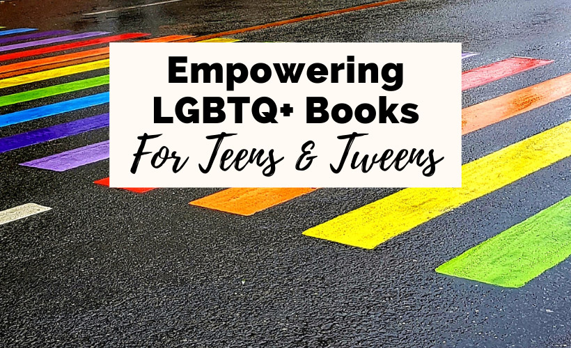 YA LGBT Books For Teens with rainbow crosswalk on pavement