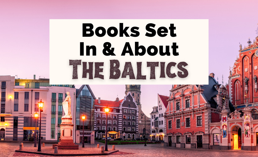 Baltics Books Set In Lithuania Latvia and Estonia with City Hall in Old Town Riga at sunset with street lights on