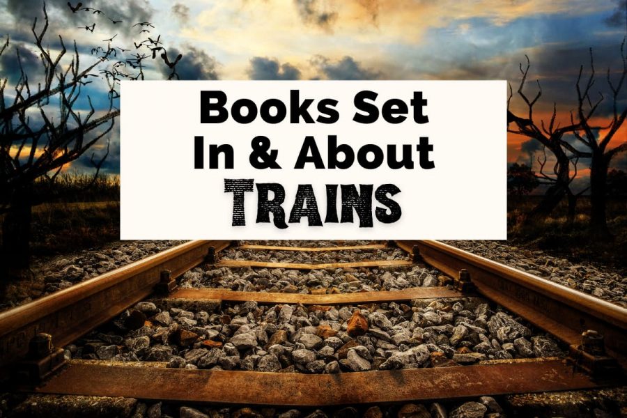 Books Set On Trains with train tracks and sunset