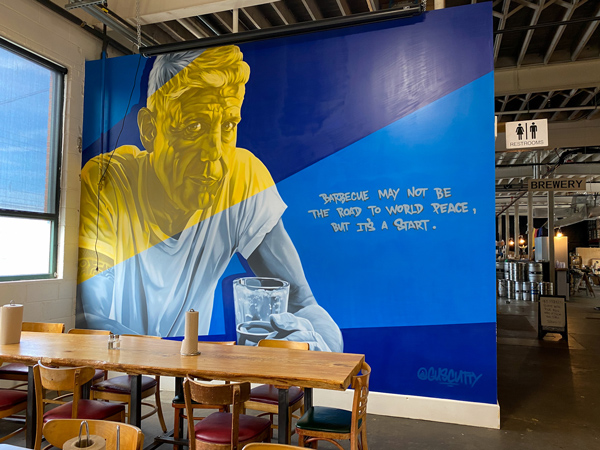 Anthony Bourdain mural at 12 Bones