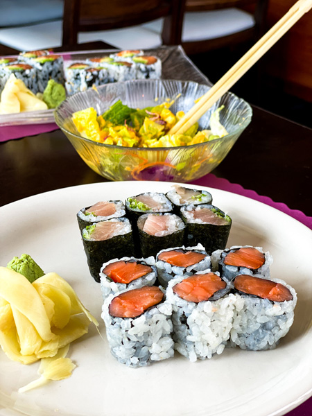 Umi sushi rolls and salad