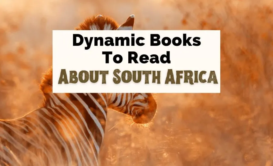 Books About South Africa Reading List with zebra in the tall grass